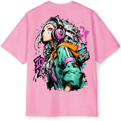 Cyber Girl Graffiti Oversized Tee
