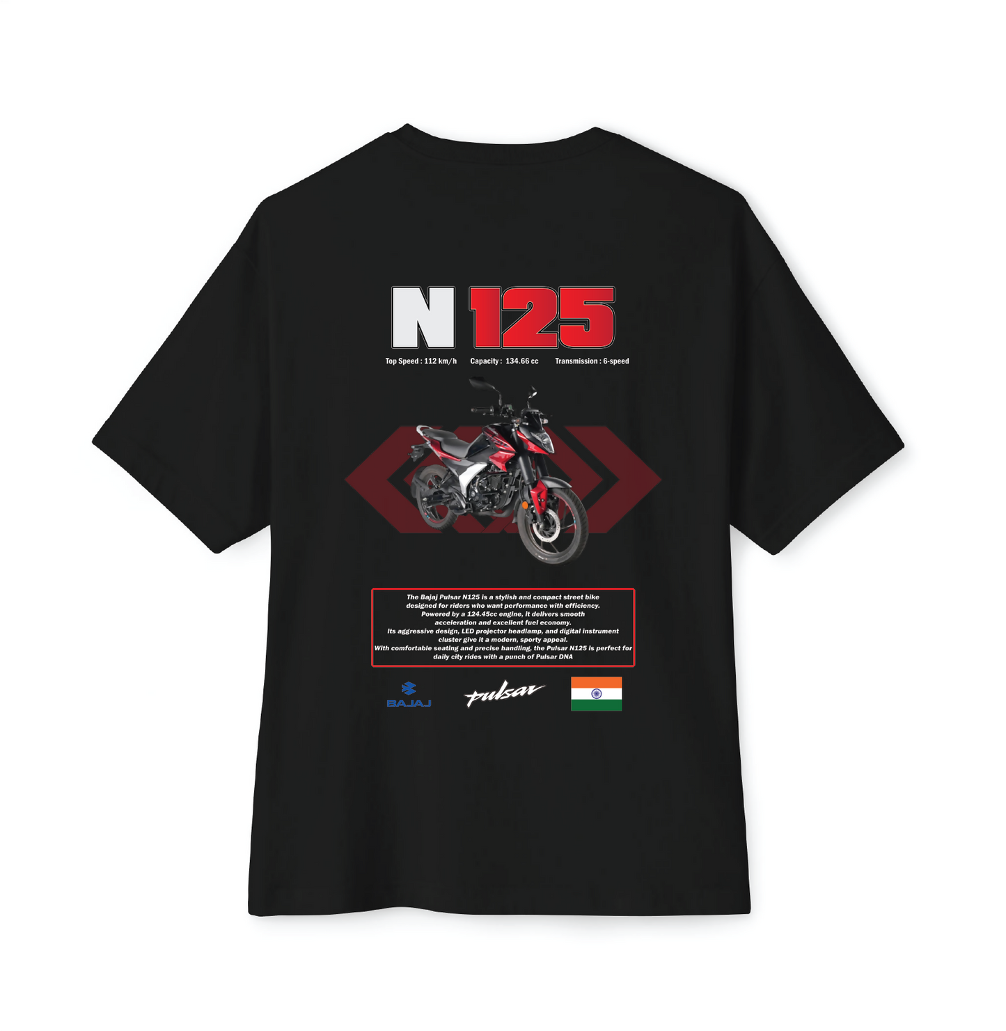 Luvara Bajaj Pulsar N125 Red | Oversized Tee
