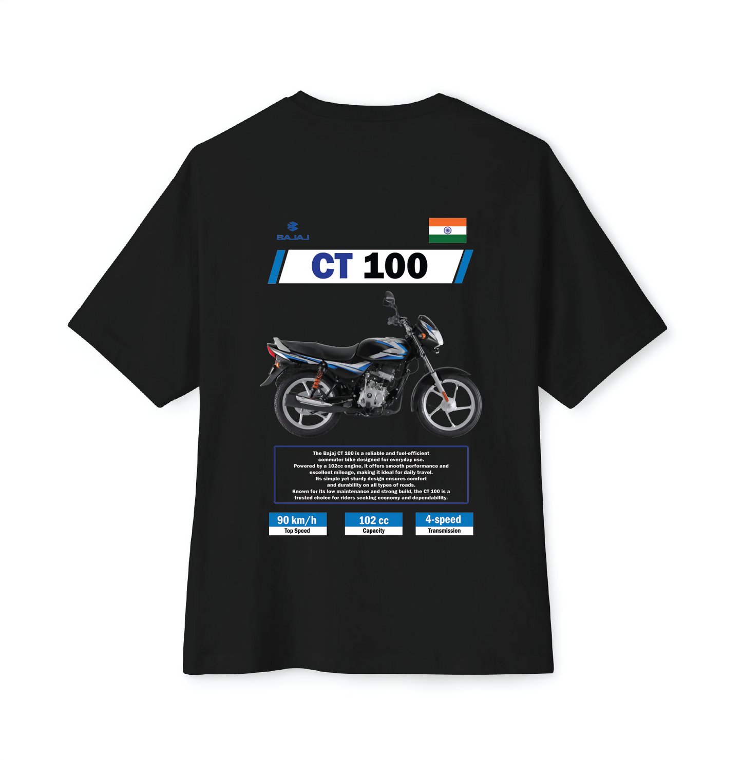 Luvara Bajaj CT100 New Blue | Oversized Tee
