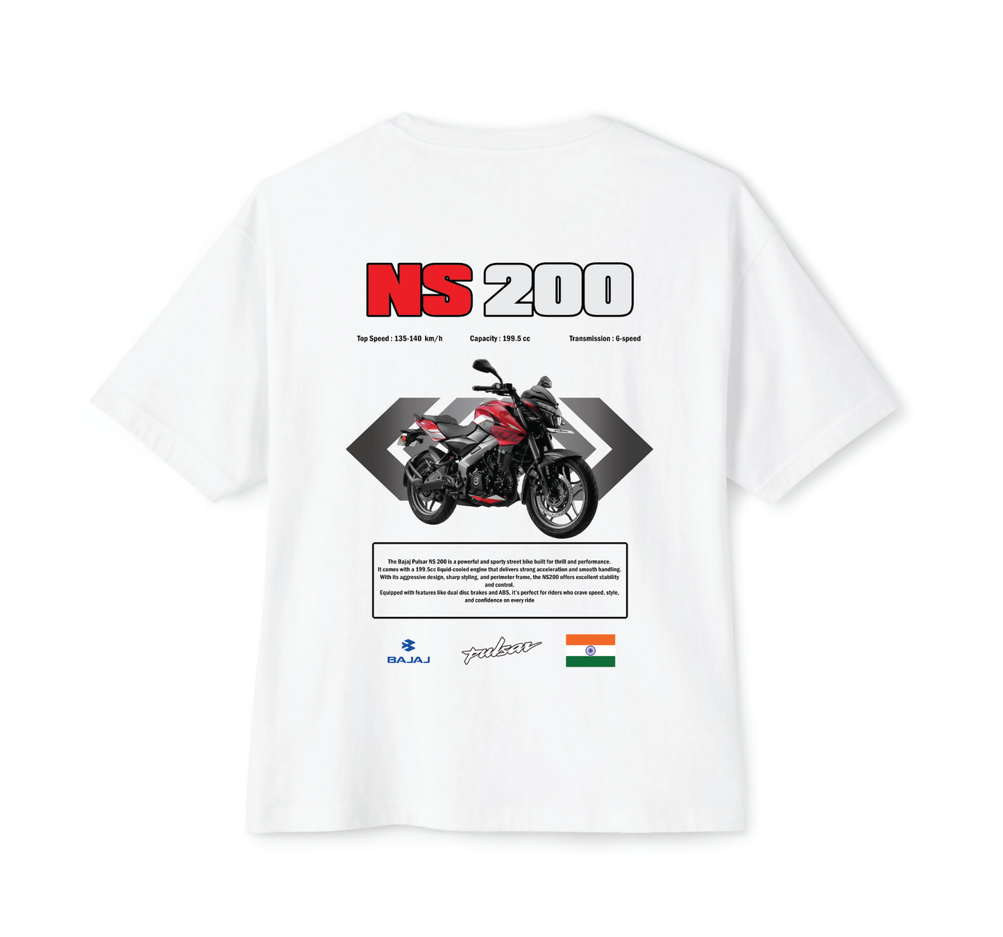 Luvara Bajaj Pulsar NS200 Red |Oversized Tee