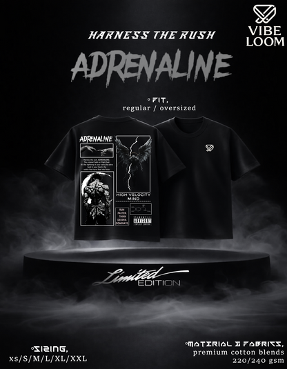 Harness the rush..." ADRENALINE" - Oversized Tee