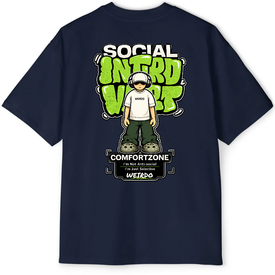Social Introvert Graffiti Oversized Tee