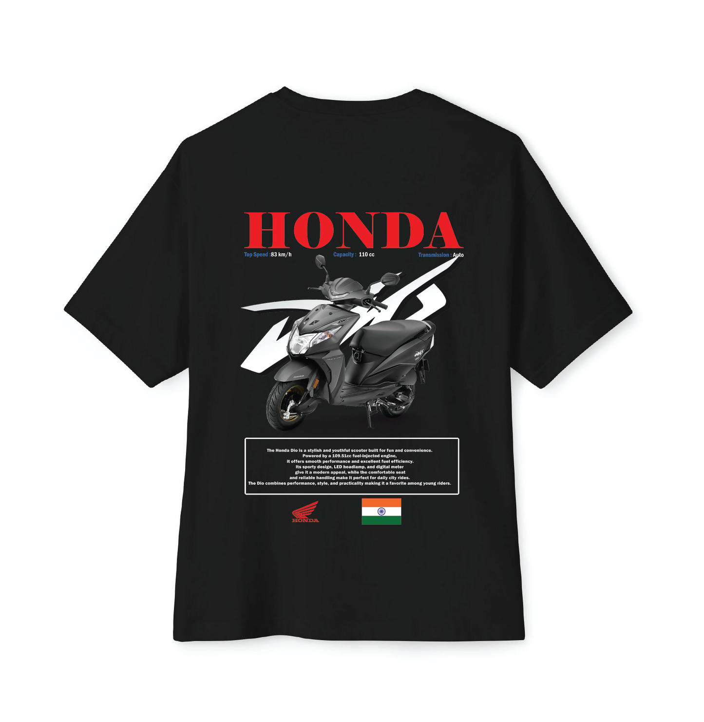 Luvara Honda Dio black | Oversized Tee