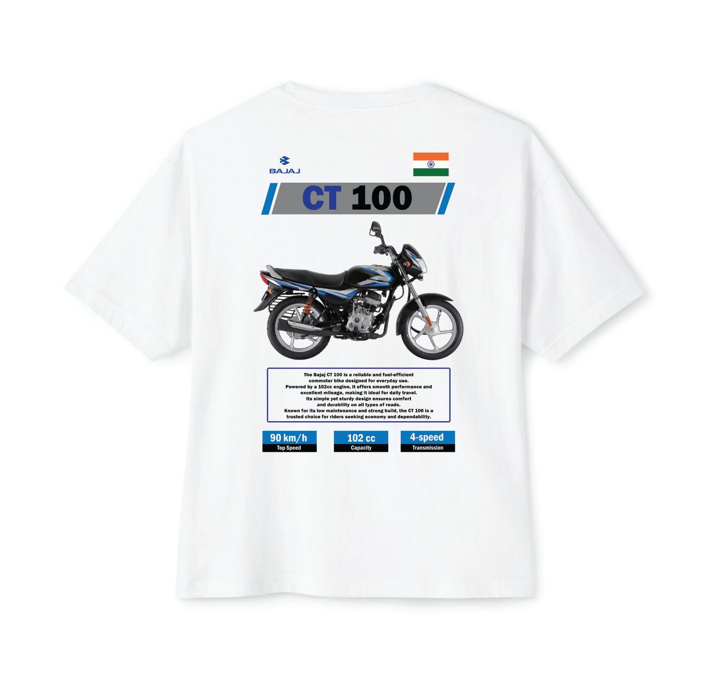 Luvara Bajaj CT100 New Blue | Oversized Tee