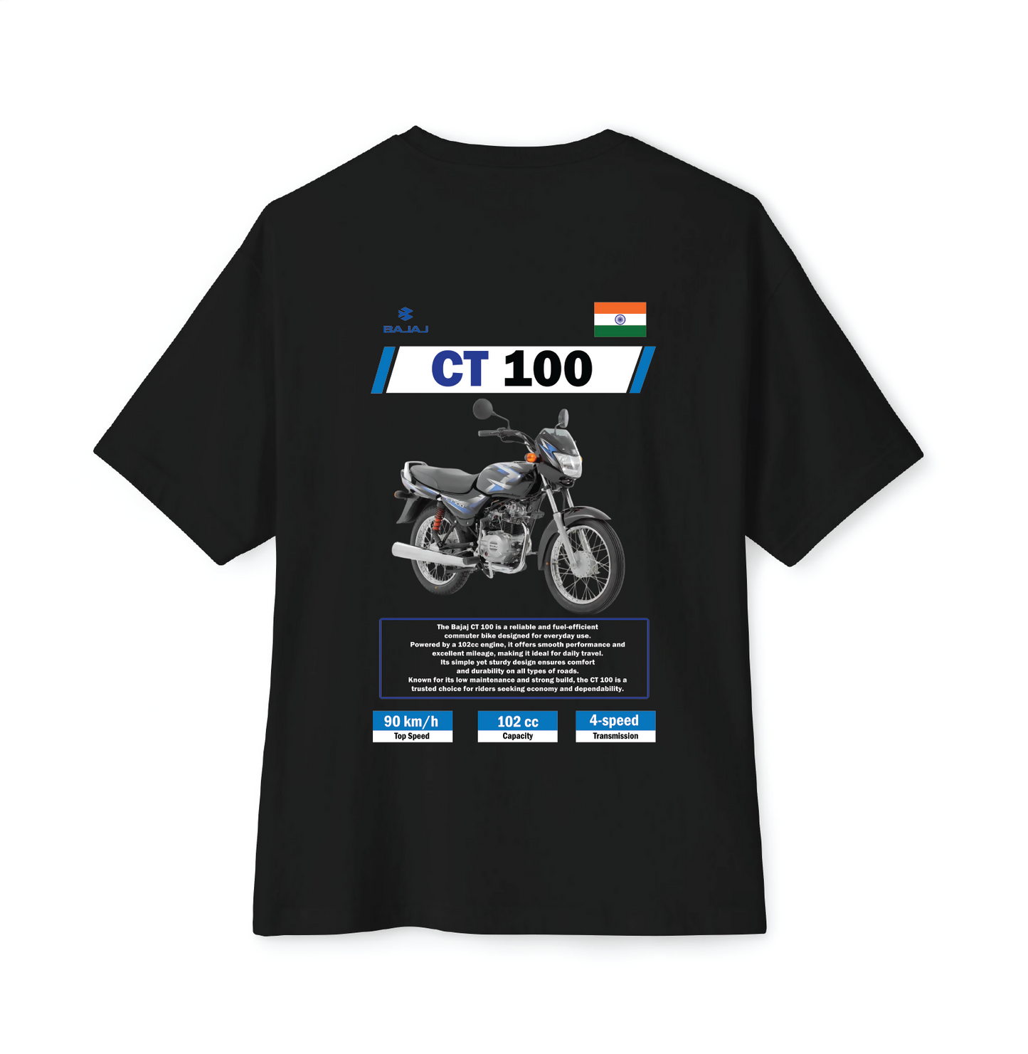 Luvara Bajaj CT100 Blue | Oversized Tee