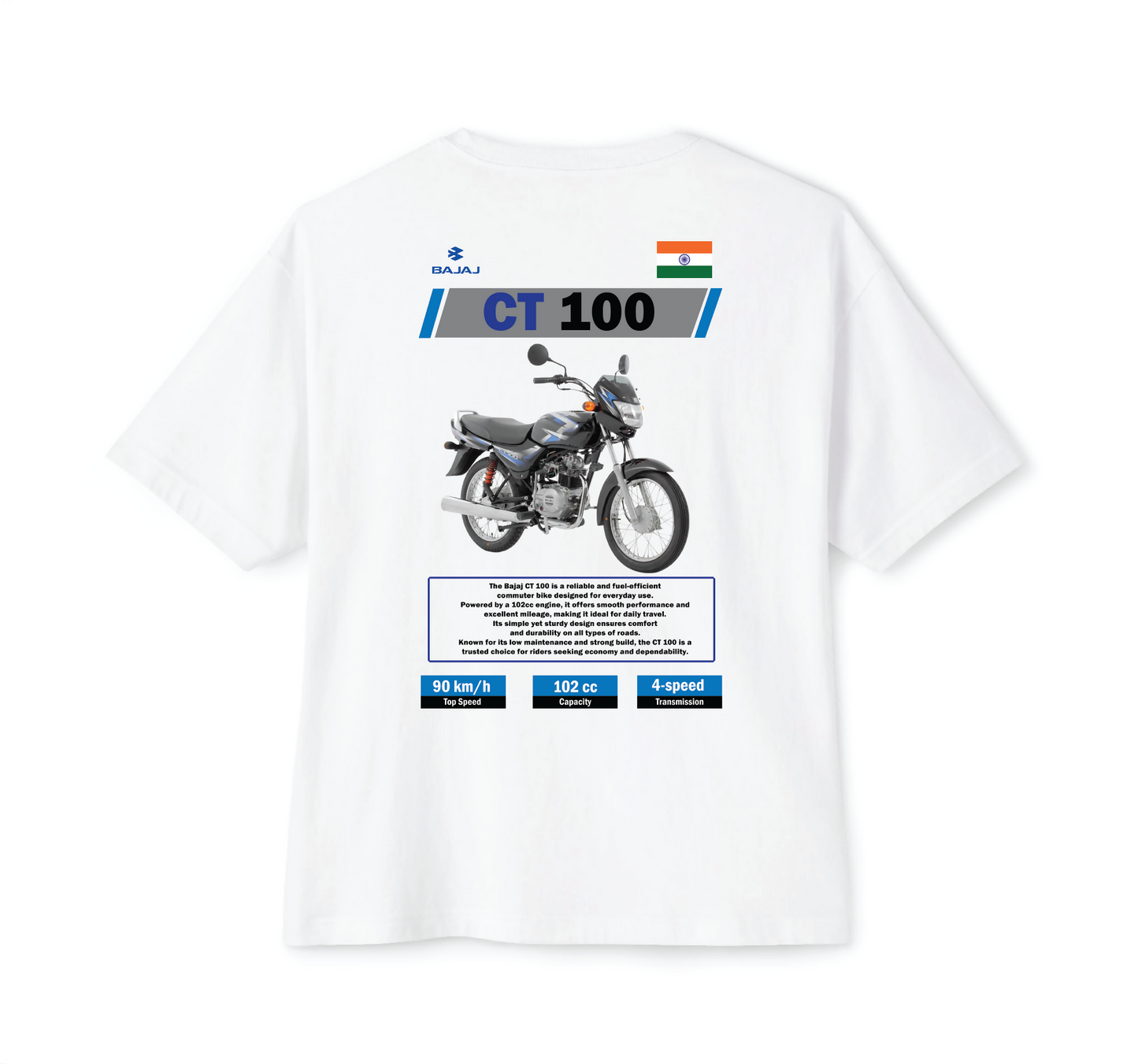 Luvara Bajaj CT100 Blue | Oversized Tee