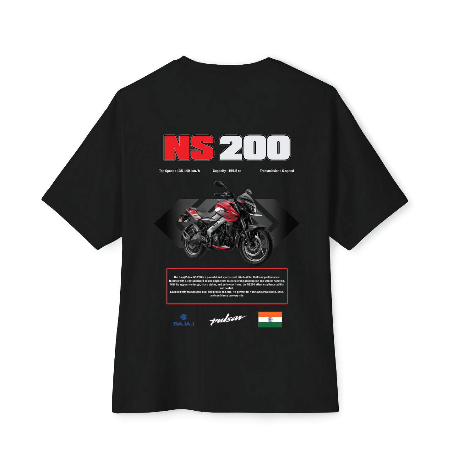 Luvara Bajaj Pulsar NS200 Red |Oversized Tee