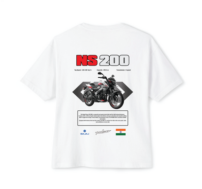 Luvara Bajaj Pulsar NS200 White | Oversized Tee