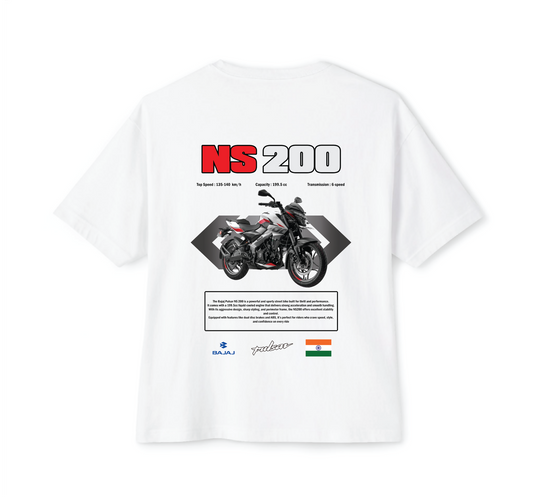 Luvara Bajaj Pulsar NS200 White | Oversized Tee