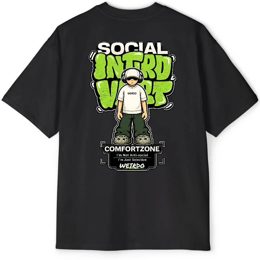 Social Introvert Graffiti Oversized Tee
