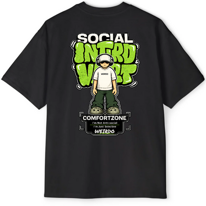Social Introvert Graffiti Oversized Tee
