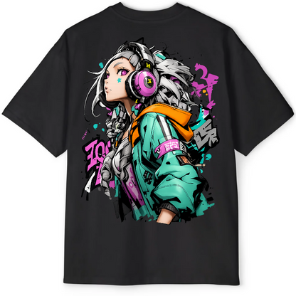 Cyber Girl Graffiti Oversized Tee